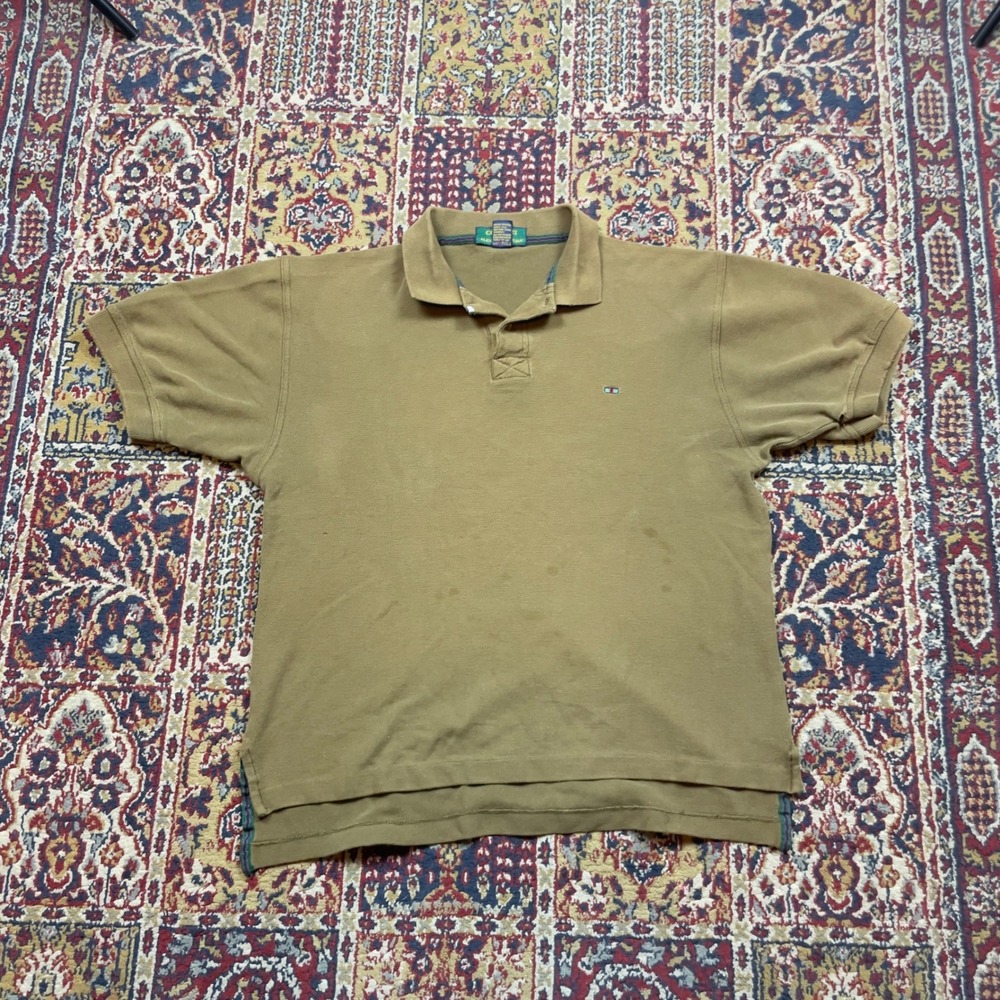 VTG 80s COLOURS by Alexander Julian Mens M‎ Olive Brown Cotton Short Polo Shirt